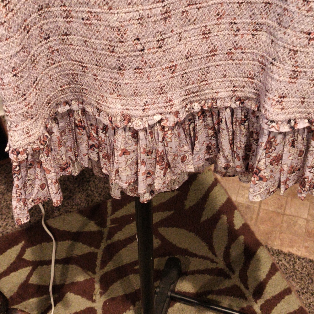 FINAL PRICE Veronica Beard Brown/Lavender Floral, Ribbed, Ruffled Dress Sz Small - Picture 4 of 13